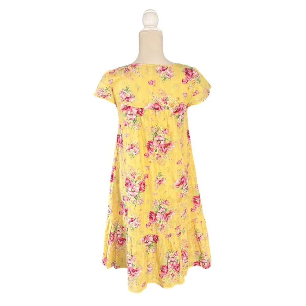 April Cornell Charming Smock Dress blossom yellow floral XXS 4 - 6 XS small - Picture 8 of 12
